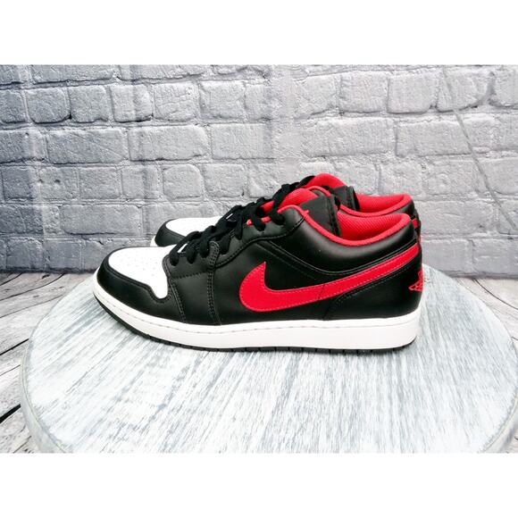 Jordan Air Jordan 1 Low Black/Fire Red-White Men Size 12 Used OG Box - Picture 6 of 16